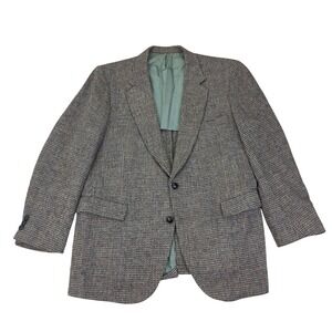 Harris Tweed Mens Brown Houndstooth‎ 100% Wool Blazer Jacket Size 44 Reg